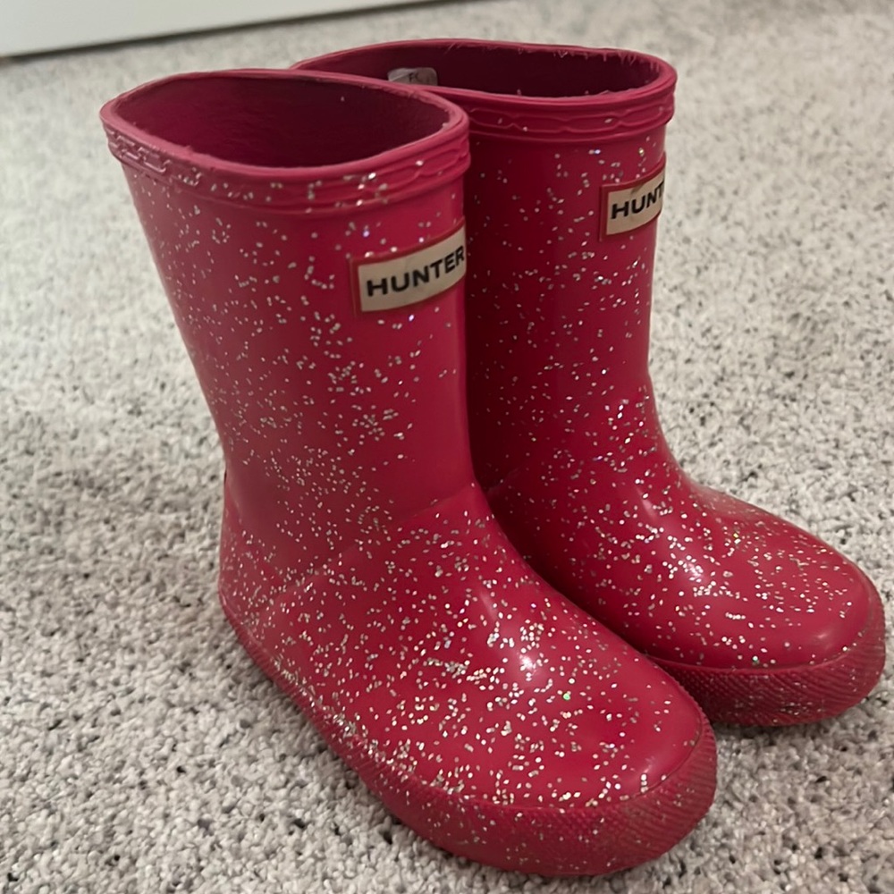 Toddler girls pink sparkle Hunter boots